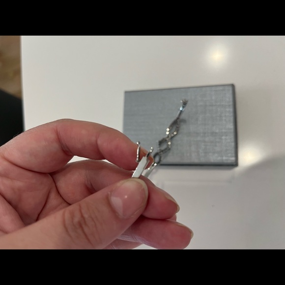 Genuine silver bangle bracelet with crystals - Picture 7 of 9